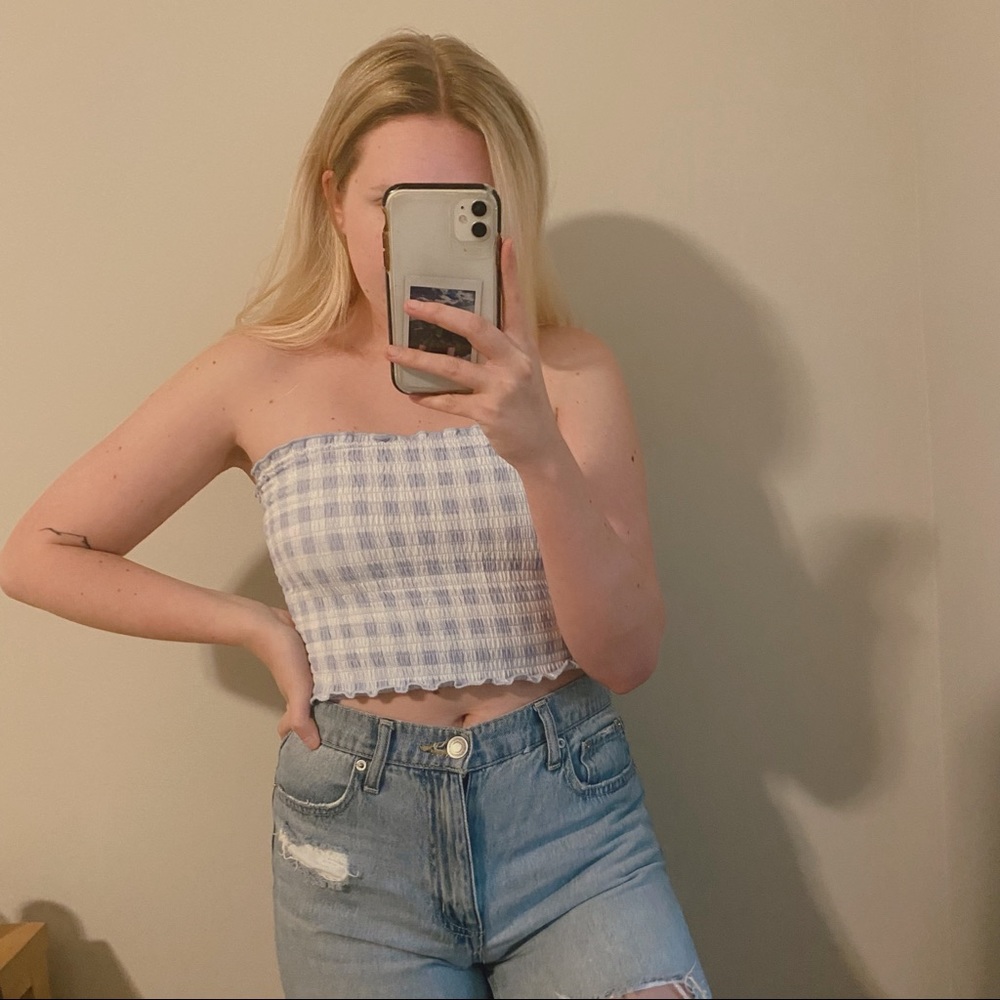 Hollister Blue Gingham Tube Top